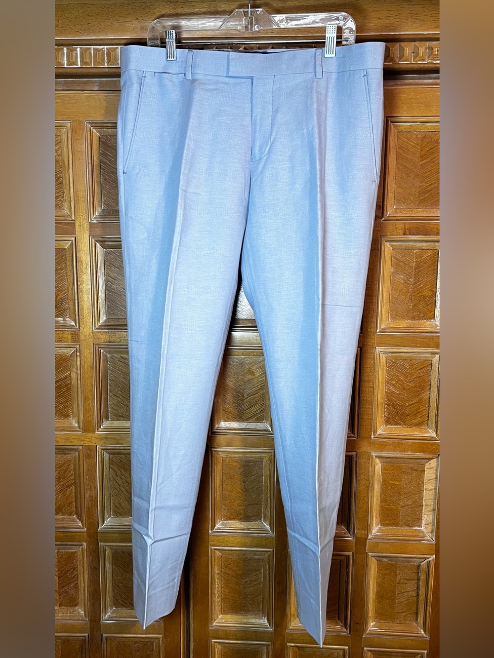 RW&CO. Men’s 34x32 Tailored Fit Light Blue Linen Blend Dress Pants